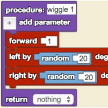 Screen shot of SLNova code for wiggle walk