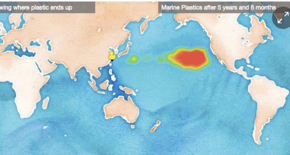 Map showing where plastics end up